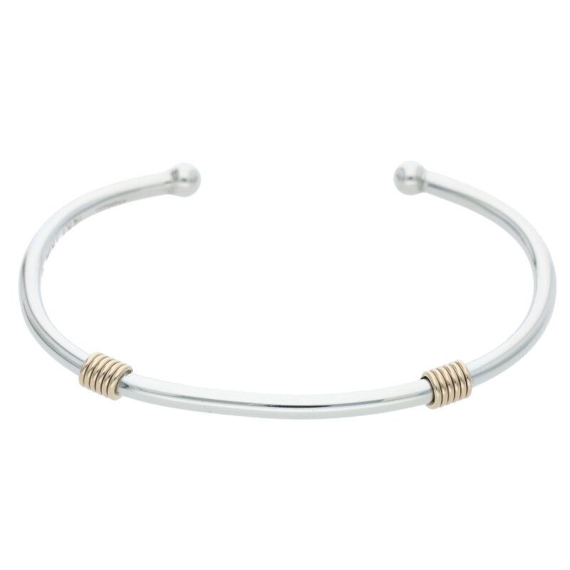 TIFFANY K14×925 ツイストロープ カフ ダブルライン バングル