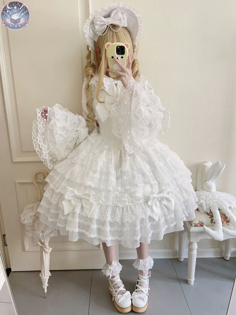 【送料無料】 ♥ Dream Prologue ロリィタドレス フルセット ジャンスカ ホワイト 【新品、本物、正規品】