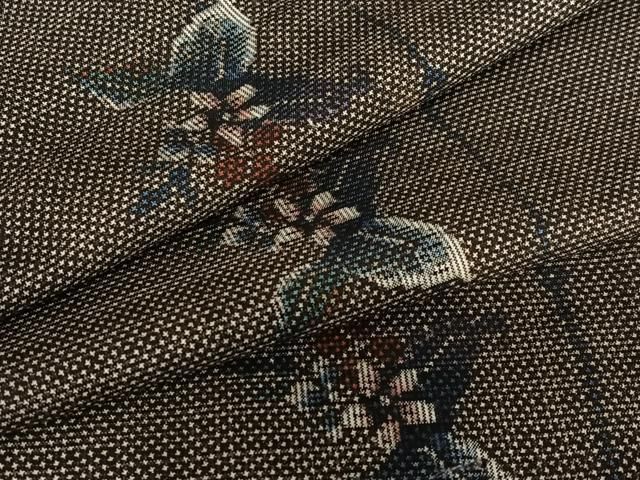 平和屋着物○本場大島紬 一元7マルキ 色紙草花文 正絹 逸品 AABA4301ph