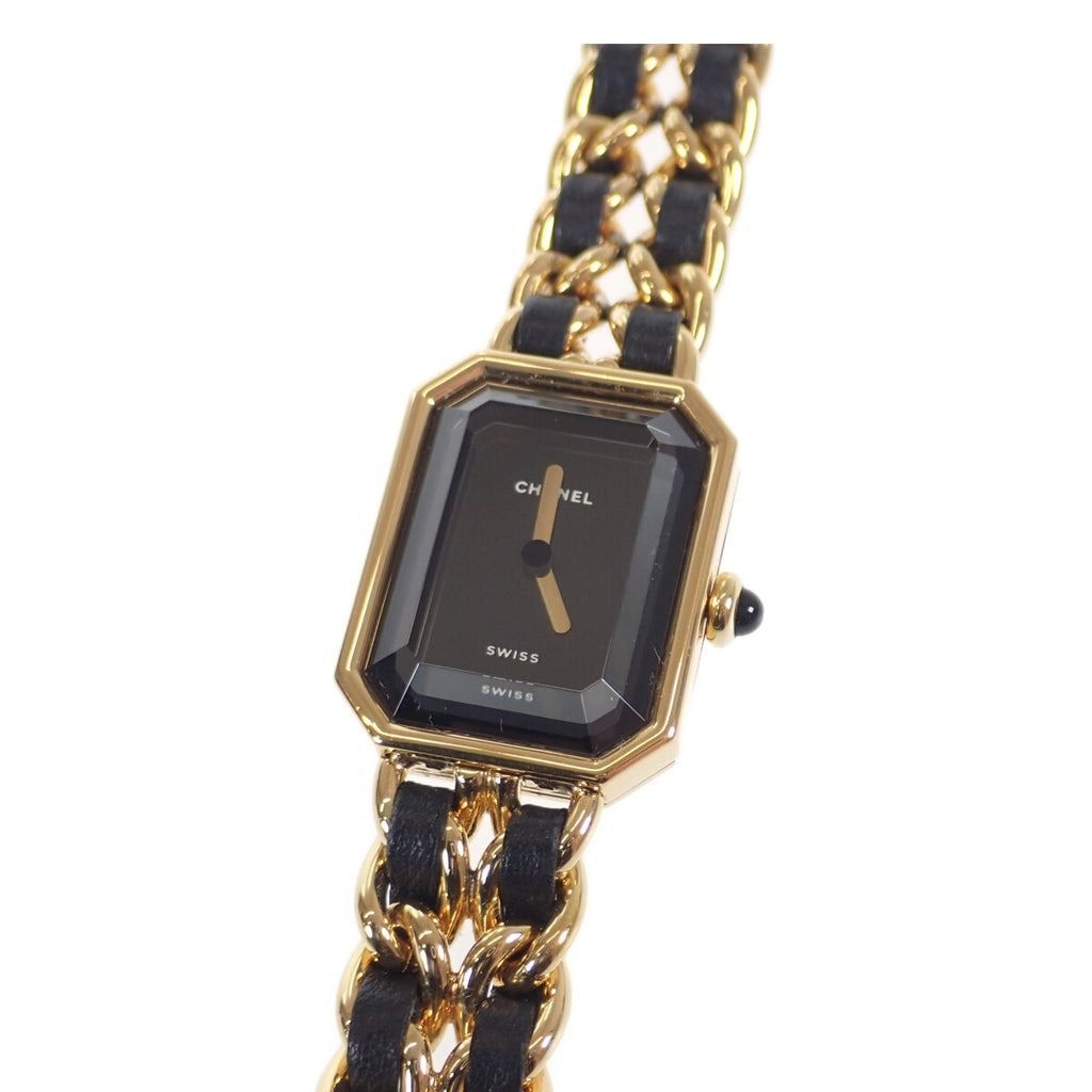 CHANEL】プルミエール レディース 腕時計 H0001 GP レザー 黒