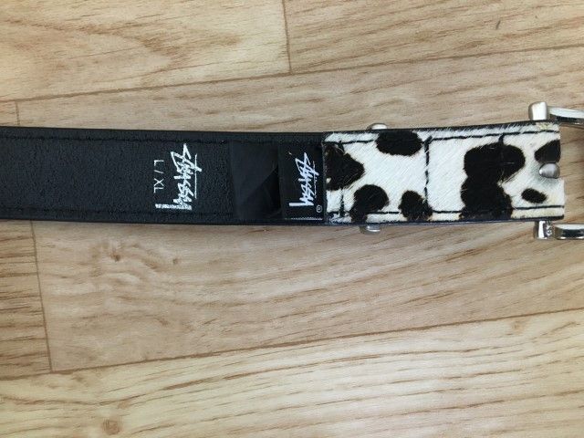 中古】STUSSY ｽﾃｭｰｼｰ Pony Hair Dress Belt ﾍﾞﾙﾄ ﾊﾗｺ ﾎﾜｲﾄ L XL