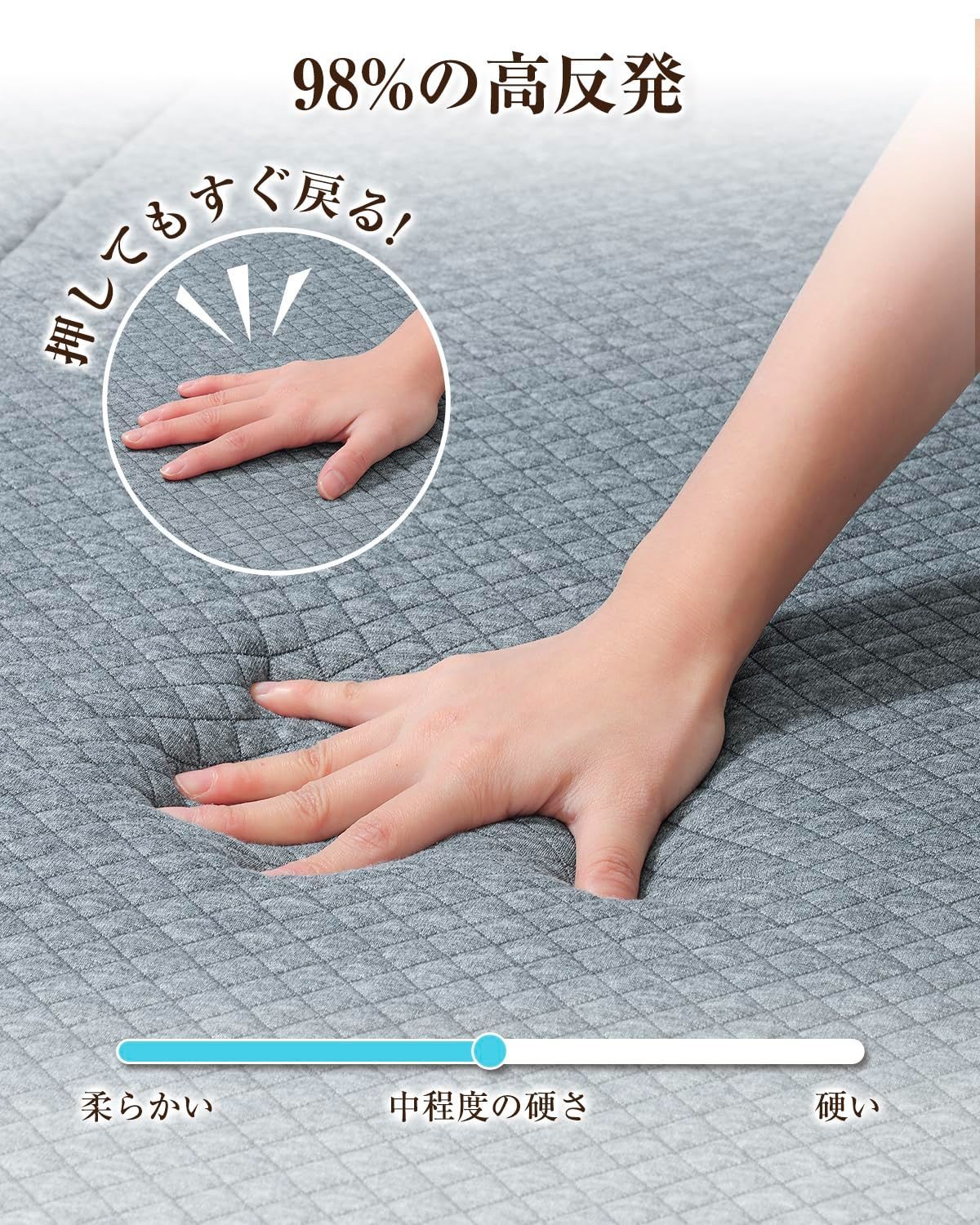 三つ折りマットレス 折りたたみマットレス シングルマットレス 厚さ10cm 高反発 硬め190N 密度26D 高反発マットレス マットレス 敷き布団高反発 折り畳み 体圧分散 腰痛対策 硬め 抗菌 防臭 ウレタン Tillmulya 通気性 全寝姿勢対応 横