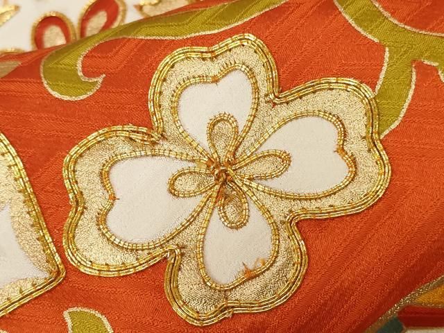 平和屋着物＃道中着 刺繍 枝花文 正絹 逸品 CAAT5778id 平和屋
