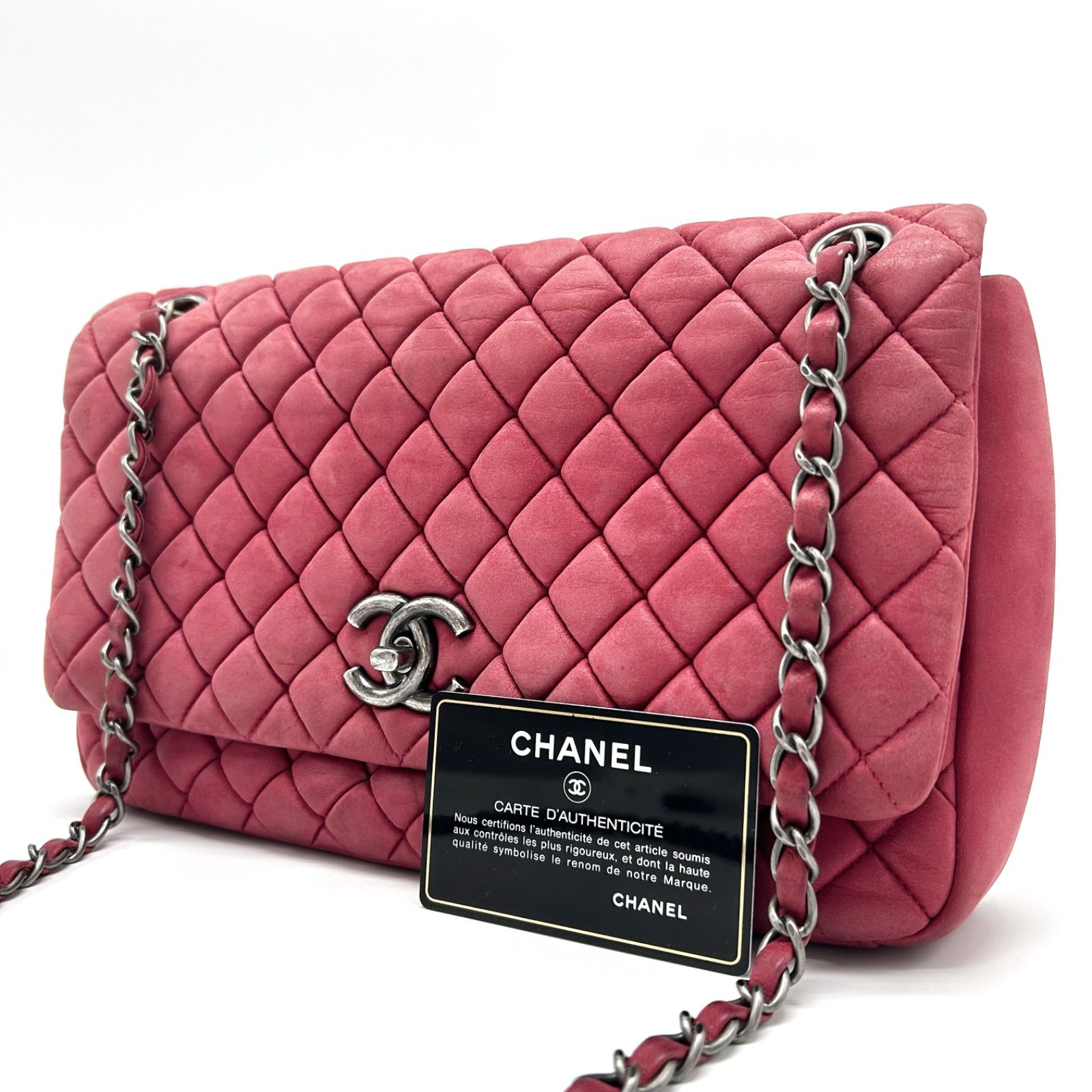 CHANEL ピンク キルティング ショルダーバッグ ラムスキン CHANEL ピンク キルティング ショルダーバッグ ラムスキン