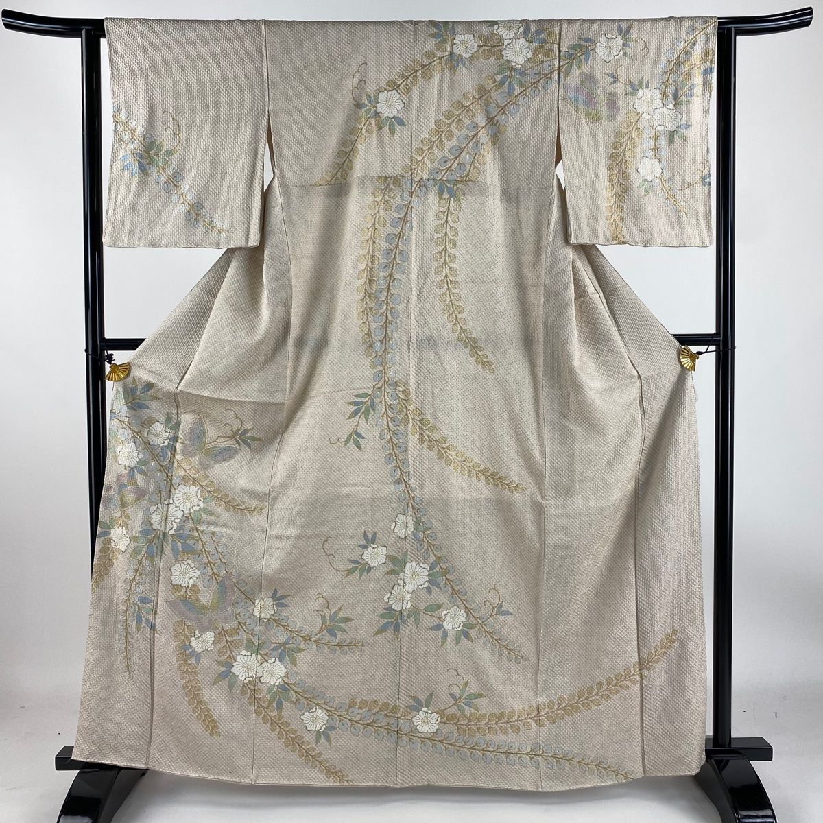 訪問着 身丈164cm 裄丈62cm S 袷 蝶 辻が花柄 金彩 絞り ピンク