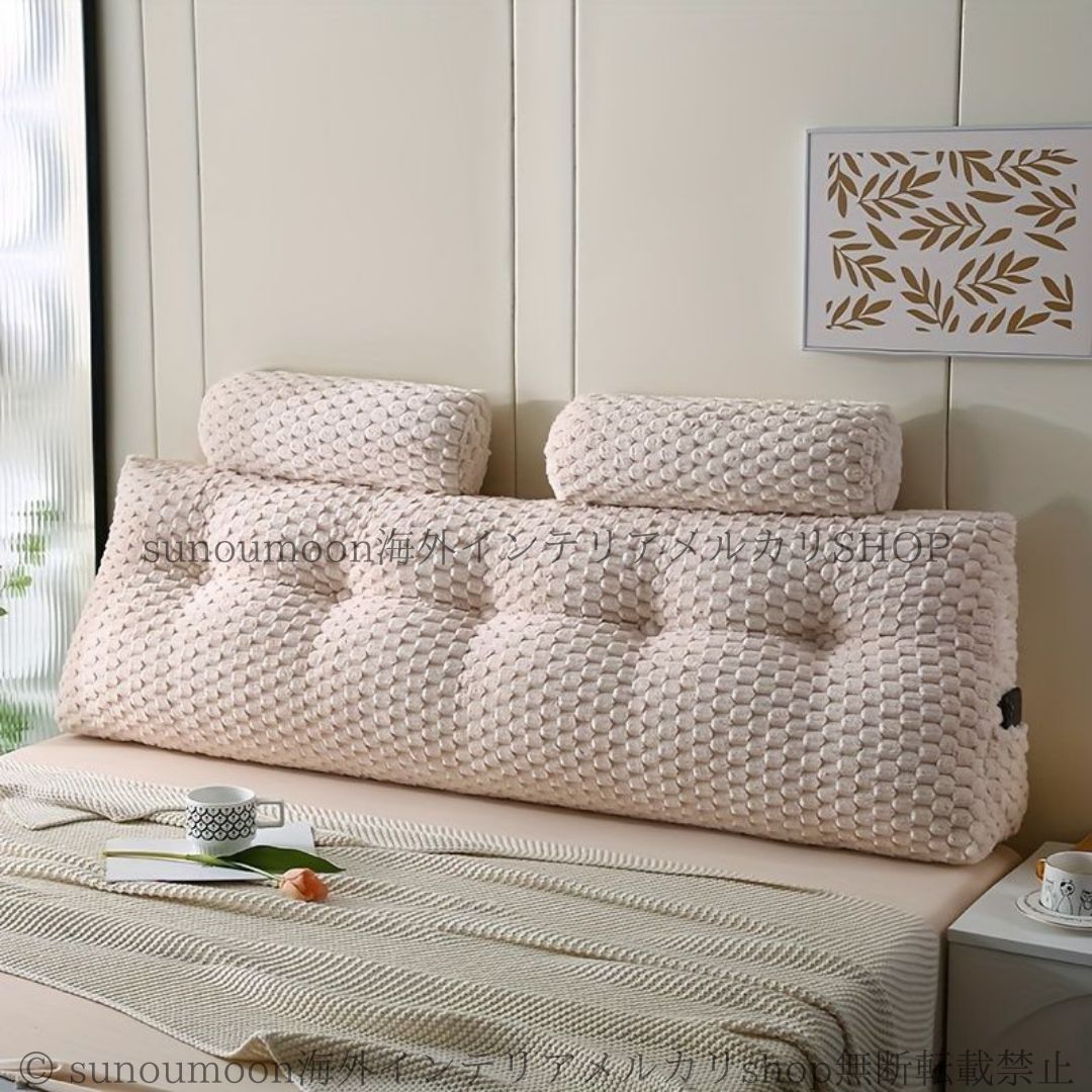 クッション ウェッジ枕ヘッドボード レース付き 取り外し可能 無地 ベッド背もたれ 枕 オフィスピロー ウェッジクッション 読書枕 長方形のヘッドボードウェッジ枕 - 取り外し可能なカバー付きのレース