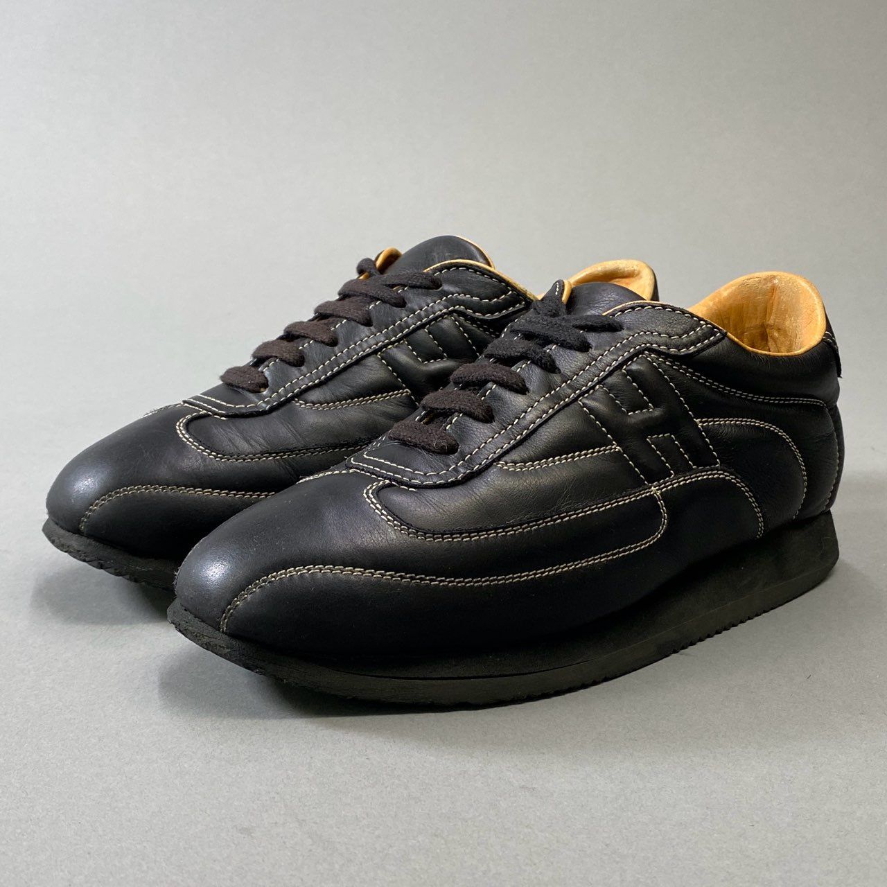 1h15 HERMES エルメス クイック レザーローカットスニーカー 38