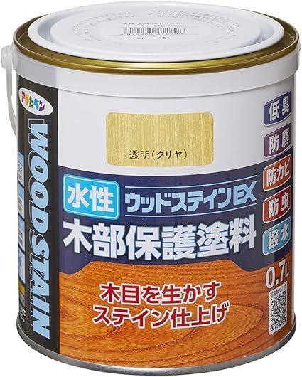 在庫処分】アサヒペン 塗料 ペンキ 水性ウッドステインEX 0.7L 透明 クリヤ 水性 木部用 艶消し ステイン仕上げ 低臭 撥水性 防カビ 防虫  防腐 日本製 メルカリ