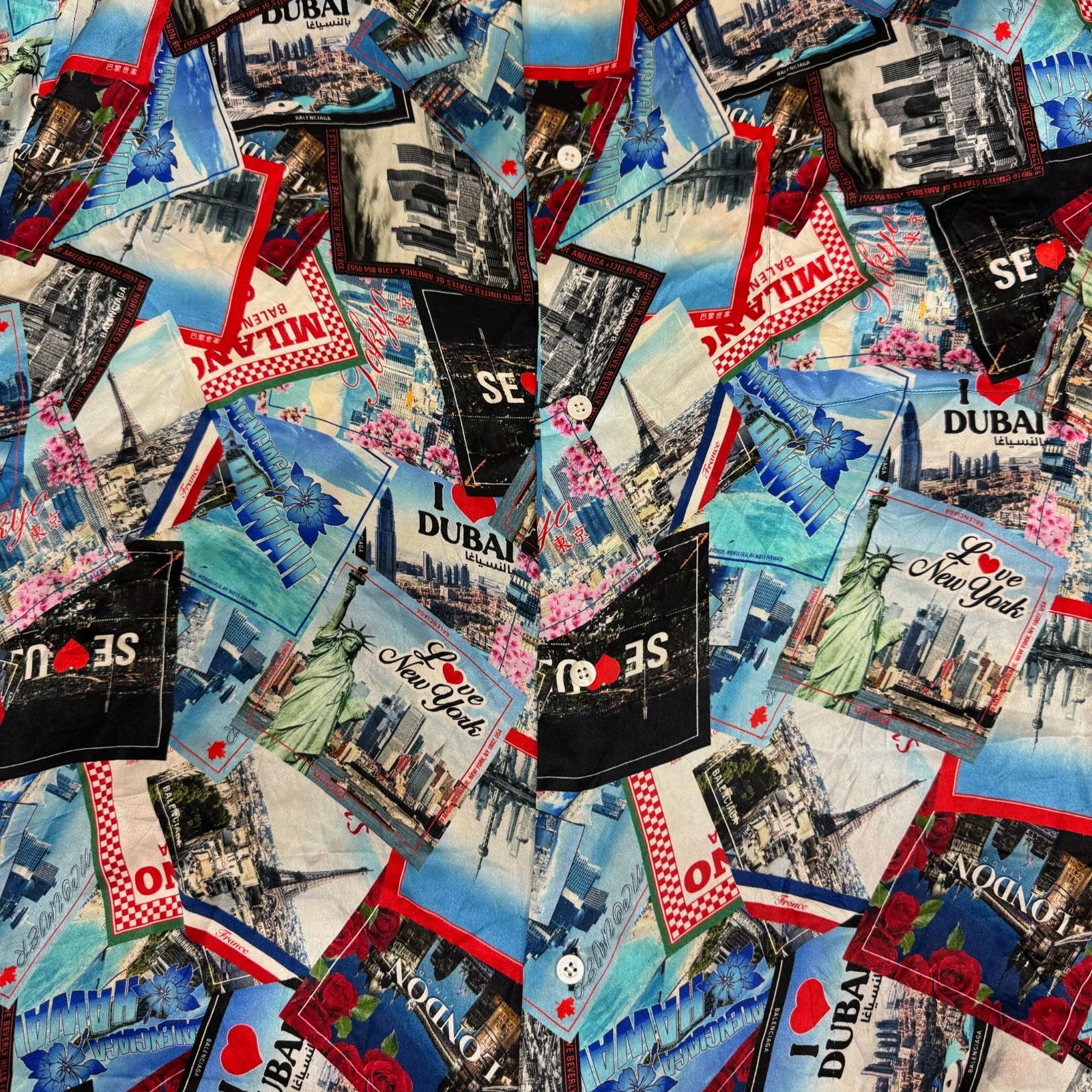 国内正規 Balenciaga 22SS 総柄シルク アロハシャツ 長袖 バレンシアガ