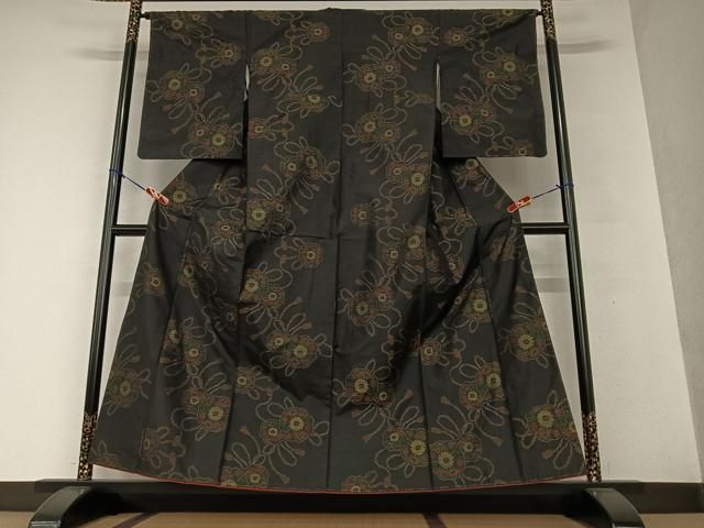 平和屋着物●本場大島紬　結び紐花文　正絹　逸品　未使用　AAAV7415zg 平和屋着物○本場大島紬 結び紐花文 正絹 逸品 未使用 AAAV7415zg