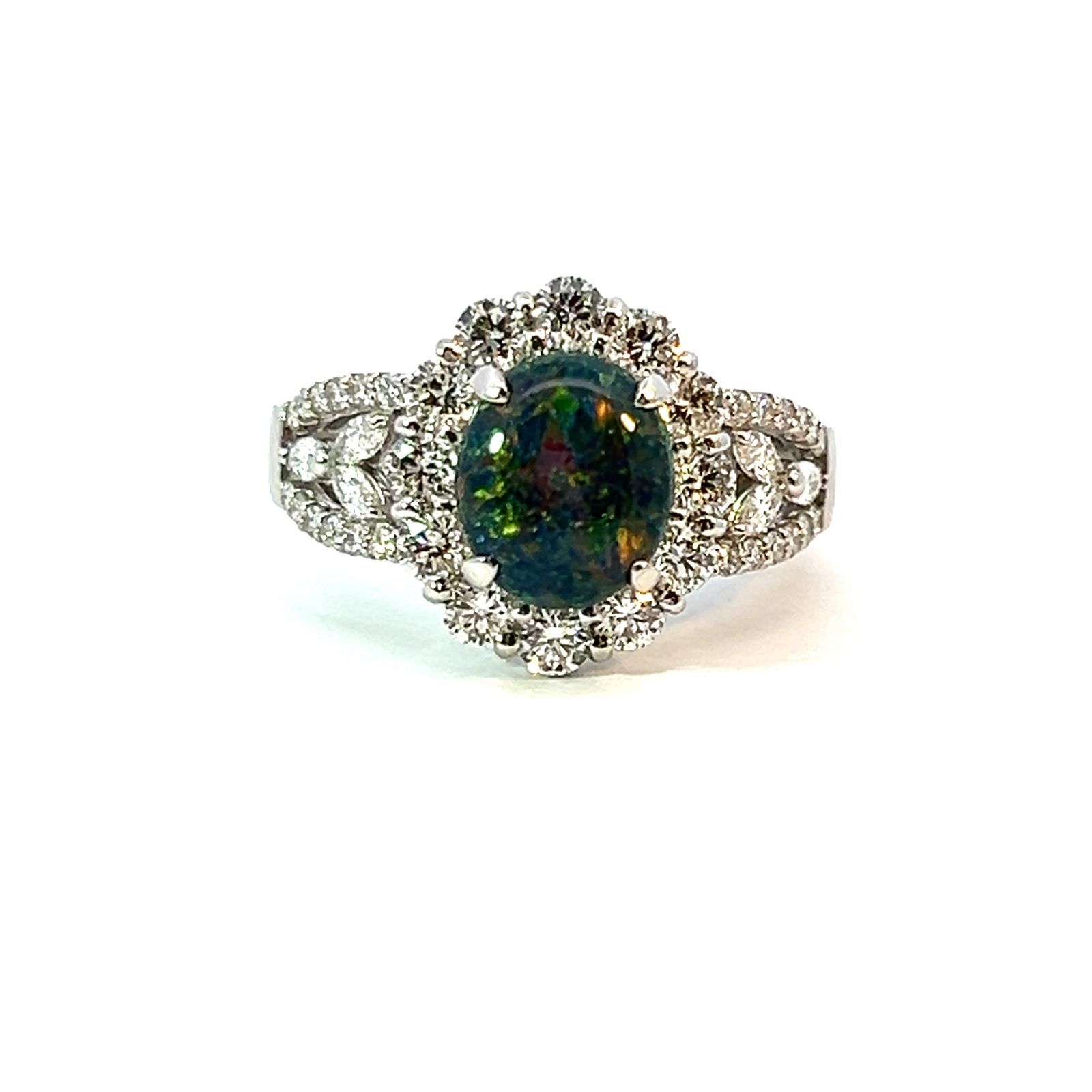 ブラックオパール リング プラチナ - メルカリ