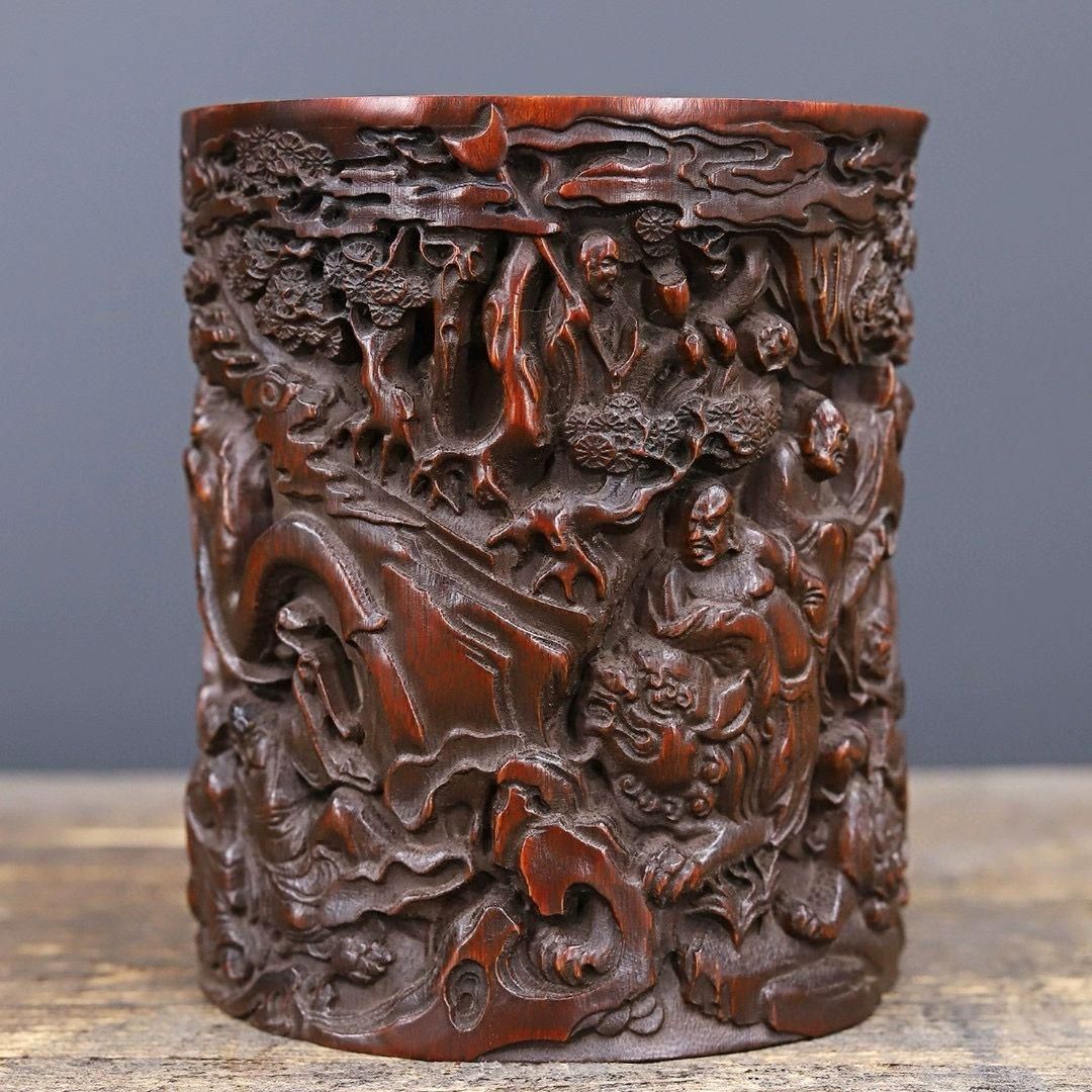 竹 細工 彫刻 十八羅漢筆筒 書道具 文房具 工芸品 置物 竹 細工 彫刻 十八羅漢筆筒 書道具 文房具 工芸品 置物 - メルカリ