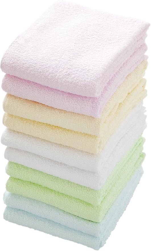 Kosugizen フェイスタオル 徳用カラータオル 5色各2枚入 34×80 乾きやすい薄手タイプ まとめてお得 10枚セット SV-770-10