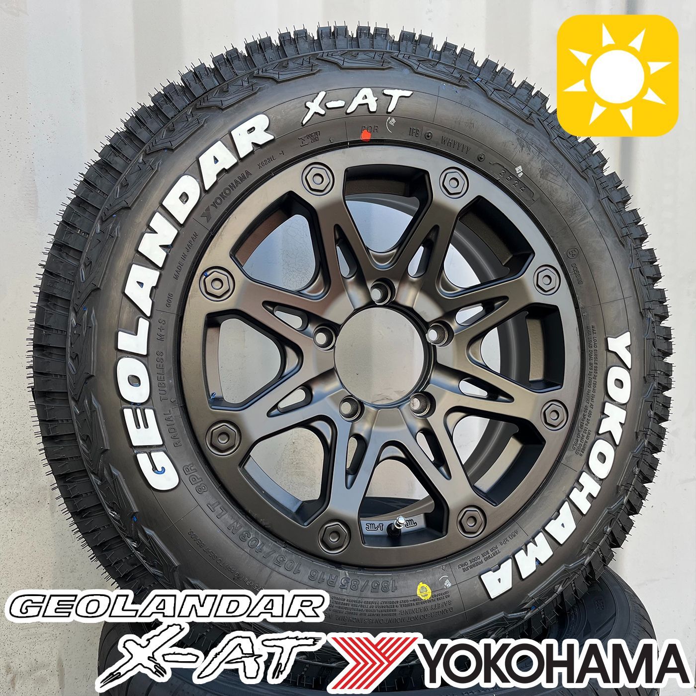 【4本セット】ジムニー JB64 JB23 タイヤホイール ヨコハマ ジオランダー X-AT 185/85R16 ホワイトレター BDX08