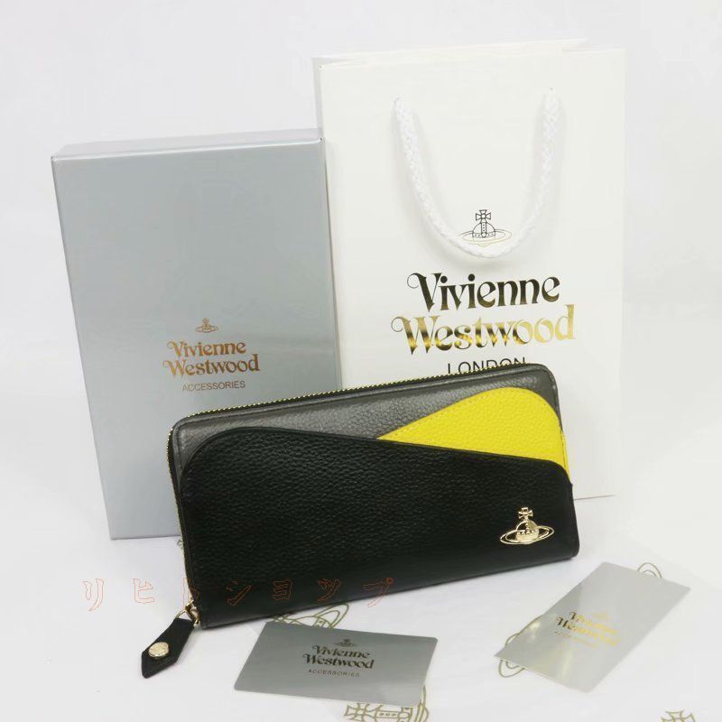 『新品』ヴィヴィアンウエストウッド 長財布 55VV357 イエロー/ブラック 新品 Vivienne Westwood 長財布 ヴィヴィアンウエストウッド