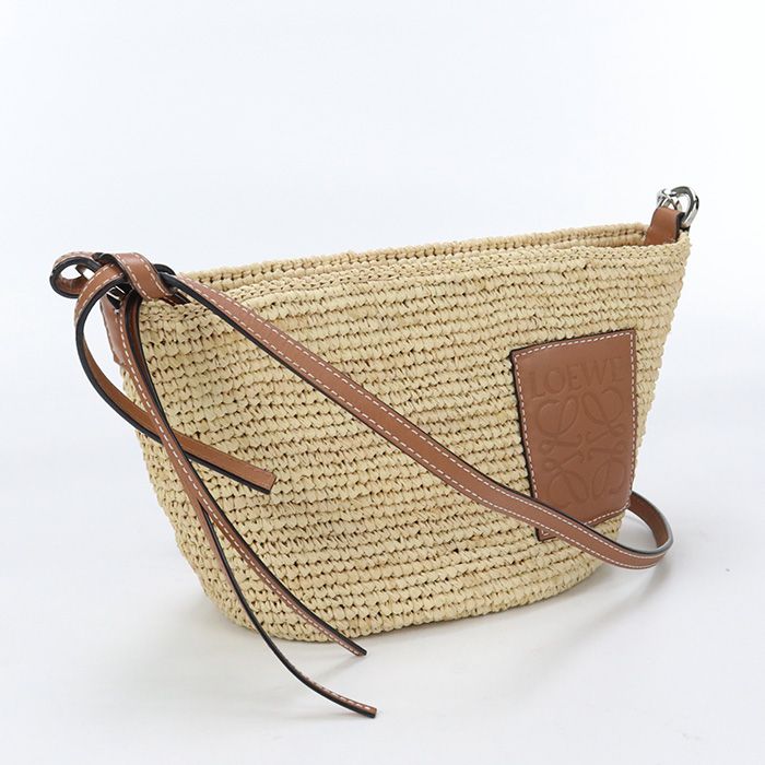 LOEWEロエベ スリットポシェットバッグ ショルダー斜めがけラフィア