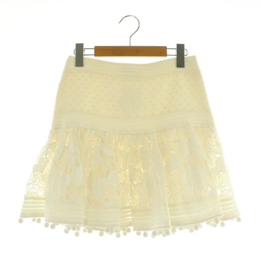 ジマーマン ZIMMERMANN コットンシルクカットワークレーススカート ミニ フ 0 オフホワイト MY OS