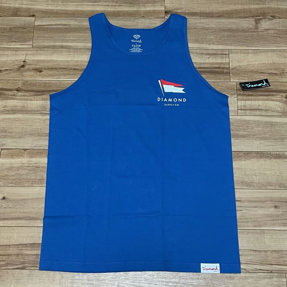 米国製 【L】 ダイヤモンドサプライ Diamond Supply Co タンクトップ 背面BIGデザイン 青 フラッグ