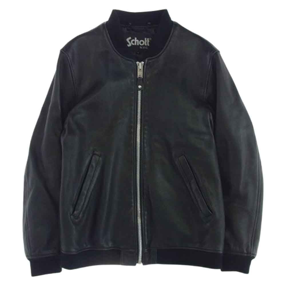 schott ショット 3101061 MA-1 TYPE LEATHER JACKET BOWERY バワリー レザ― フライト ジャケット ブルゾン ブラック系 M