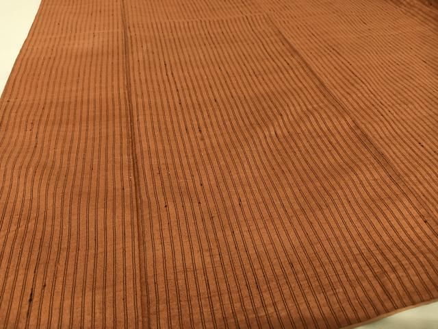 平和屋着物●国指定重要無形文化財　本場久米島紬　手織　縞　正絹　逸品　AAAU0239np 平和屋着物○国指定重要無形文化財 本場久米島紬 手織 縞 正絹 逸品