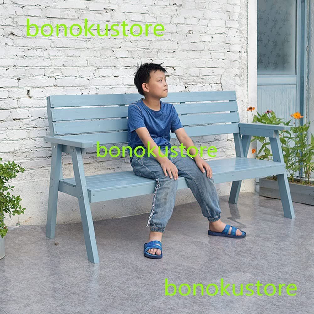 ガーデンベンチ アレジャーチェア アームレストと背もたれ付き 天然木製 ベンチは防水性と耐日光性 屋外レストランに適しています120cm