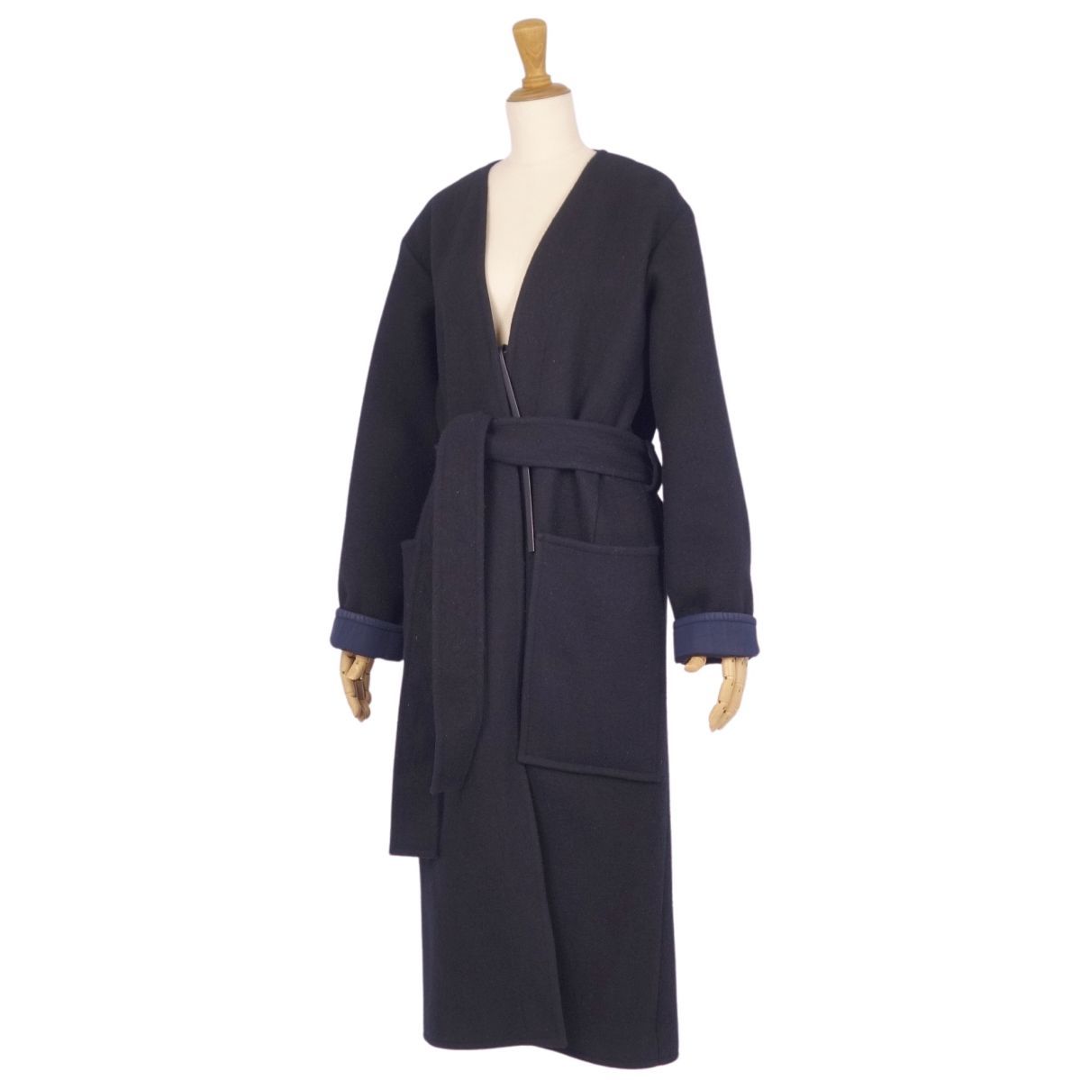 美品 CELINE フィービー期 ロングコート 42 ウール メルトン ネイビー CELINE - 極美品 セリーヌ CELINE コート チェスターコート