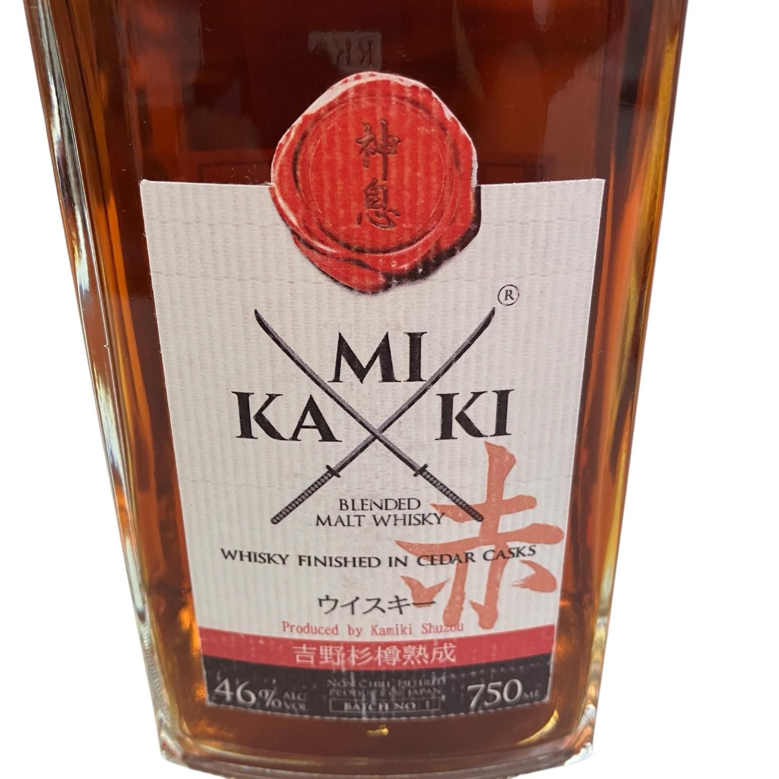186000 神息 KAMIKI 赤 ブレンデッドモルトウイスキー 吉野杉樽熟成