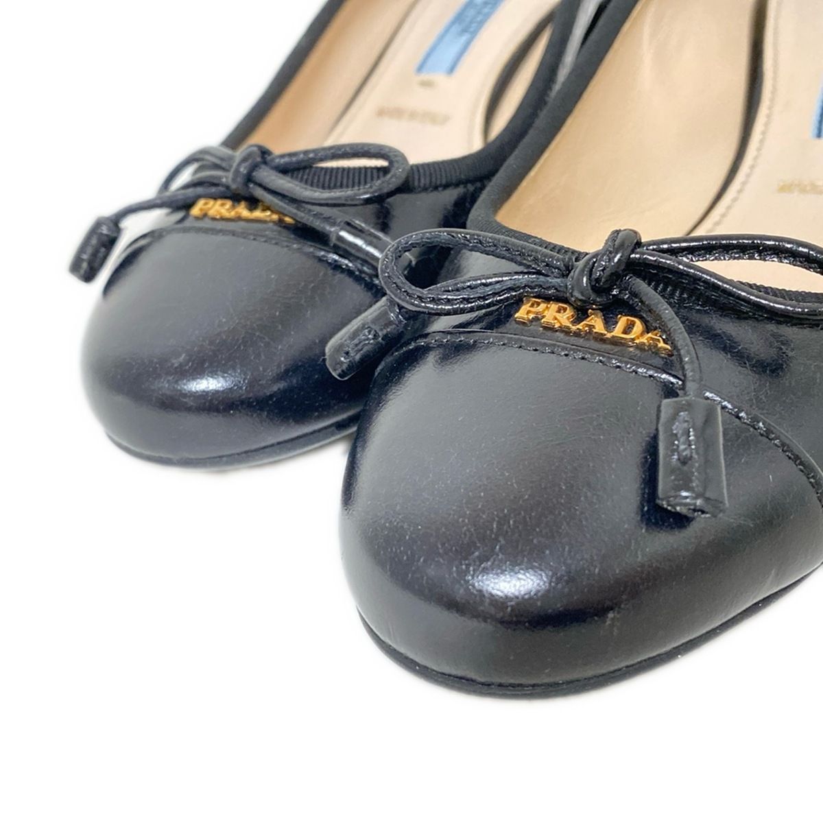 PRADA(プラダ) パンプス 35 1/2 レディース - 黒 リボン レザー PRADA(プラダ) パンプス 35 1/2 レディース - 黒 リボン レザー