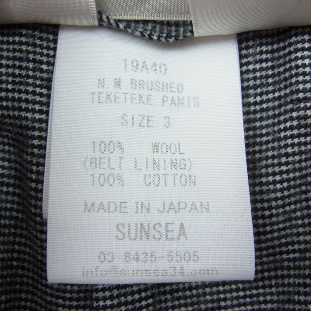 SUNSEA サンシー 19AW 19A40 N.M BRUSHED TEKETEKE PANTS ウール
