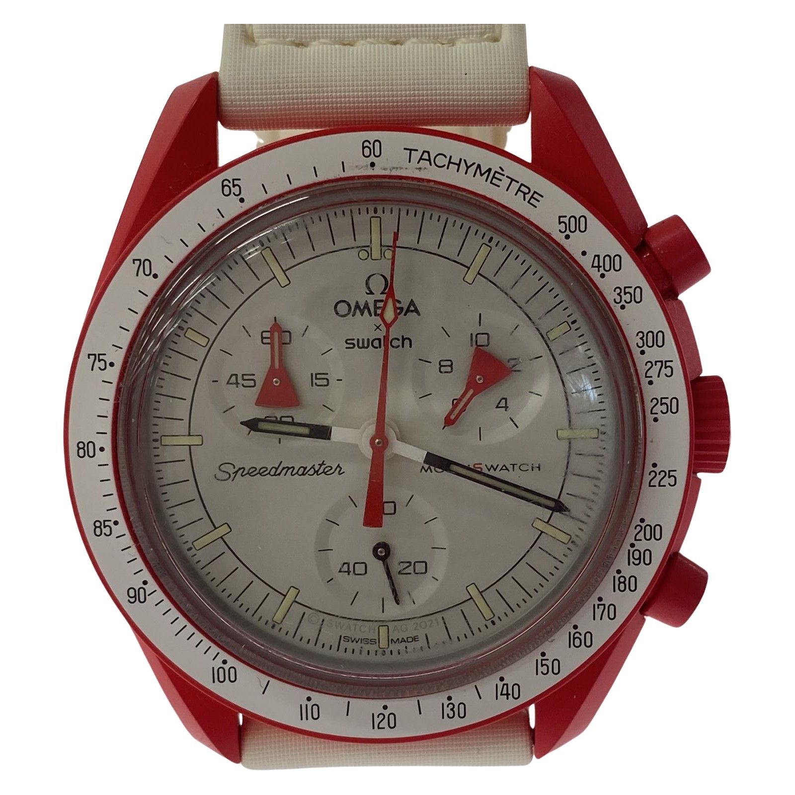 OMEGA オメガ ×swatch MISSION TO MARS腕時計|ホワイト×レッド