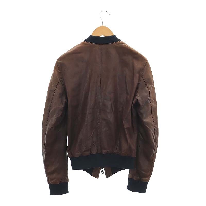 ドルチェアンドガッバーナ ラムレザージャケット ブラウン ムラ染め 46
