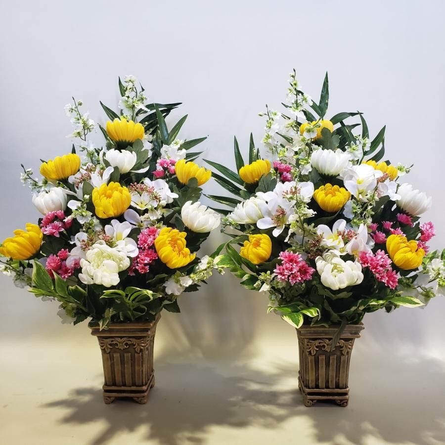 造花仏花アレンジ(BTU7) 1対 （法要、仏壇の御供〉 光触媒コーティング  