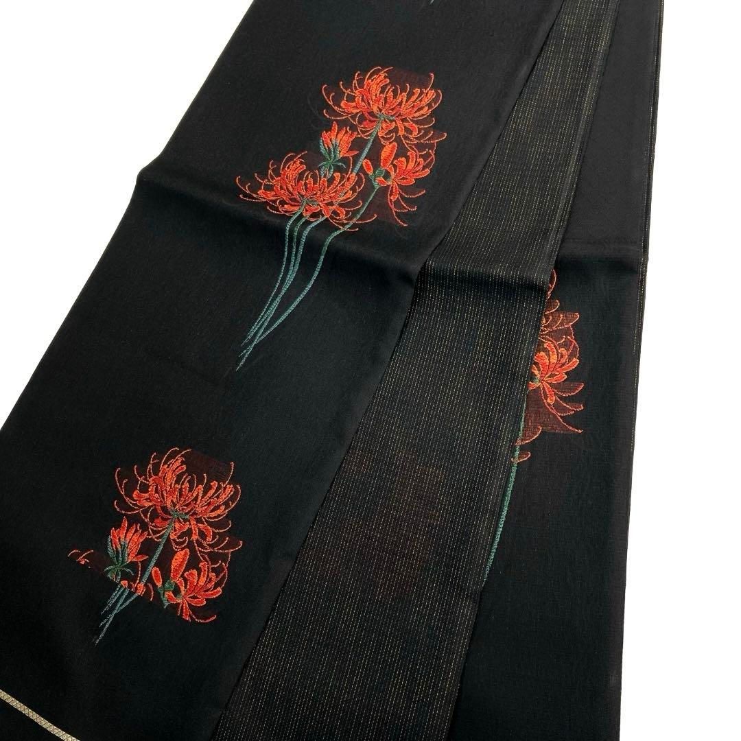 未着用　袋帯　夏用　彼岸花　黒地　西陣織　着物　042a d 未着用 袋帯 夏用 彼岸花 黒地 西陣織 着物 042a d - メルカリ