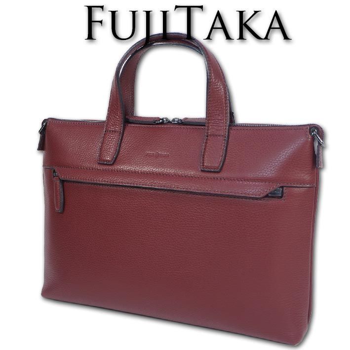 フジタカ FUJITAKA レザー ブリーフケース イーナ メンズ A4ジャスト ワイン 定価44 000円 牛革 オールレザー 2WAY ビジネスバッグ ショルダーバッグ ギフト プレゼント