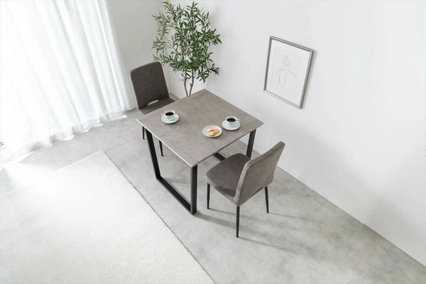 3点セット モダン 石目調 幅80cm ダイニング セット テーブル チェア2脚 北欧風