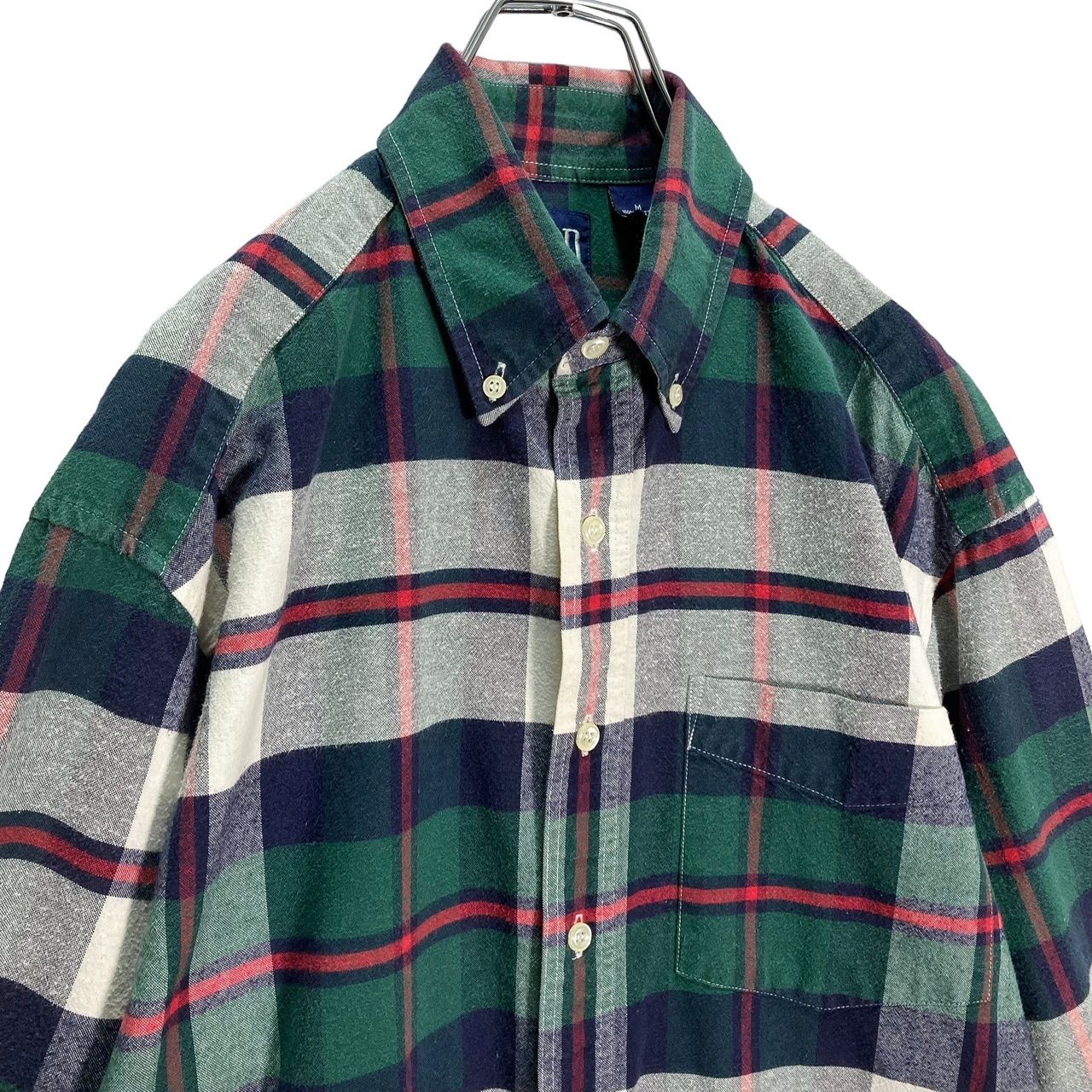 トップス 90s OLD GAP L/S Shirt Tartan Check 90s OLD GAP Check Cotton L/S Shirt 青 M オールドギャップ