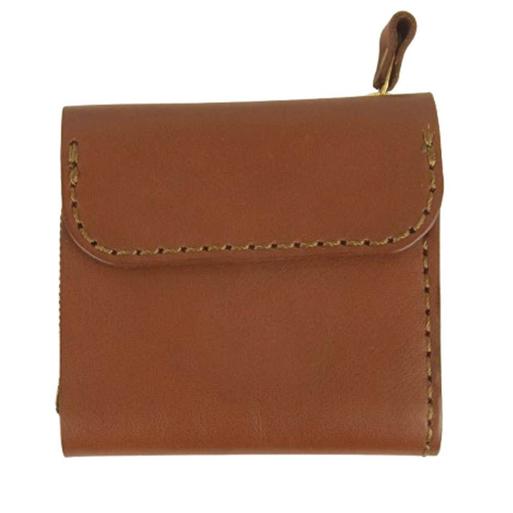 HERZ ヘルツ ライトウォレット 2つ折り ラウンド ミニ財布 ブラウン系【中古】