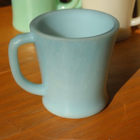 ファイヤーキング Fire King ターコイズブルー Dハンドルマグカップ