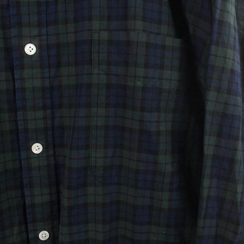 ビームス BEAMS SSZ MIN-NANO 23AW BLACKWATCH SHIRT ボタンダウンシャツ 長袖 オーバーサイズ カジュアル  チェック XL 緑 グリーン 紺 ネイビー 黒 ブラック /SI24