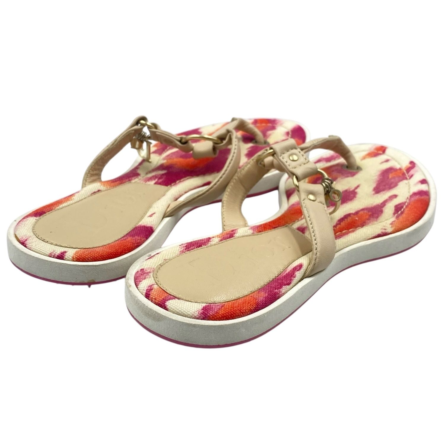 美品 Christian Dior ディオール サンダル レザー ロゴ マルチ