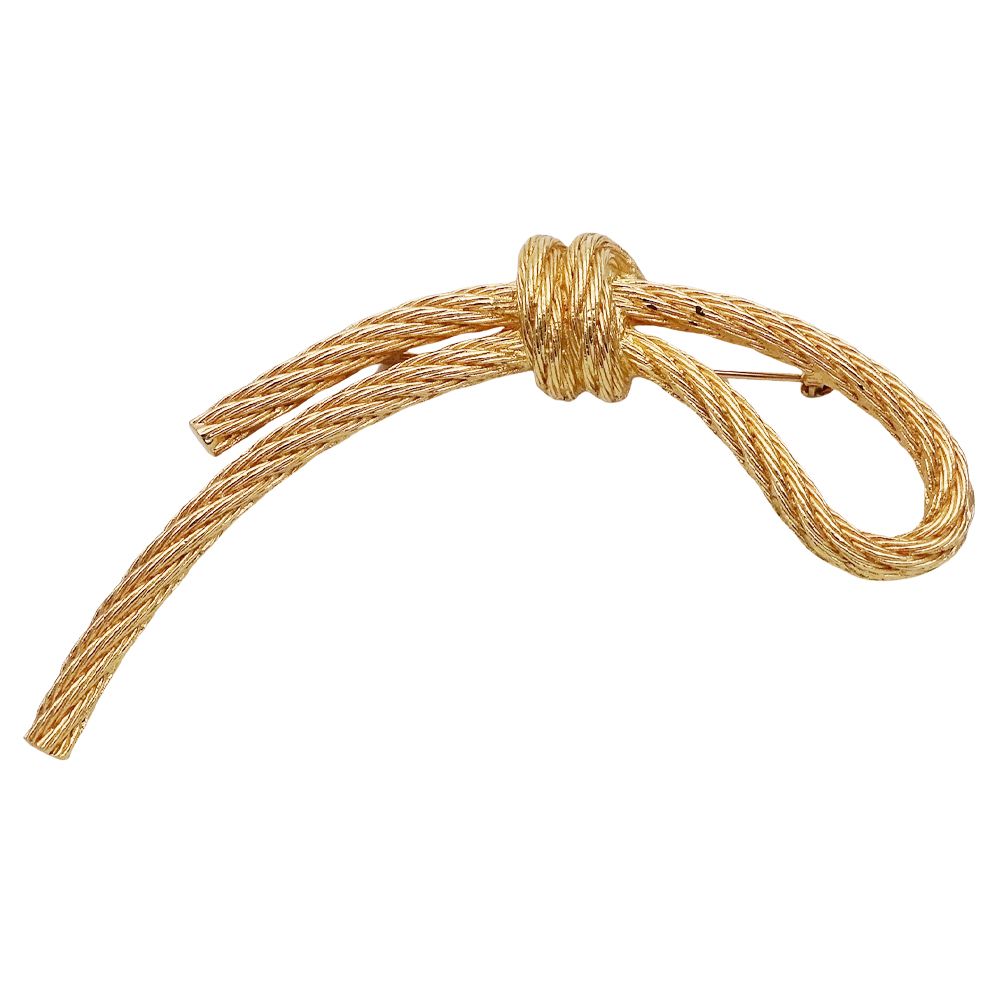 美品 ✨ Dior ディオール ブローチ リボン ロープ 縄 ゴールド クリスチャンディオール ブローチ リボンモチーフ ロープ