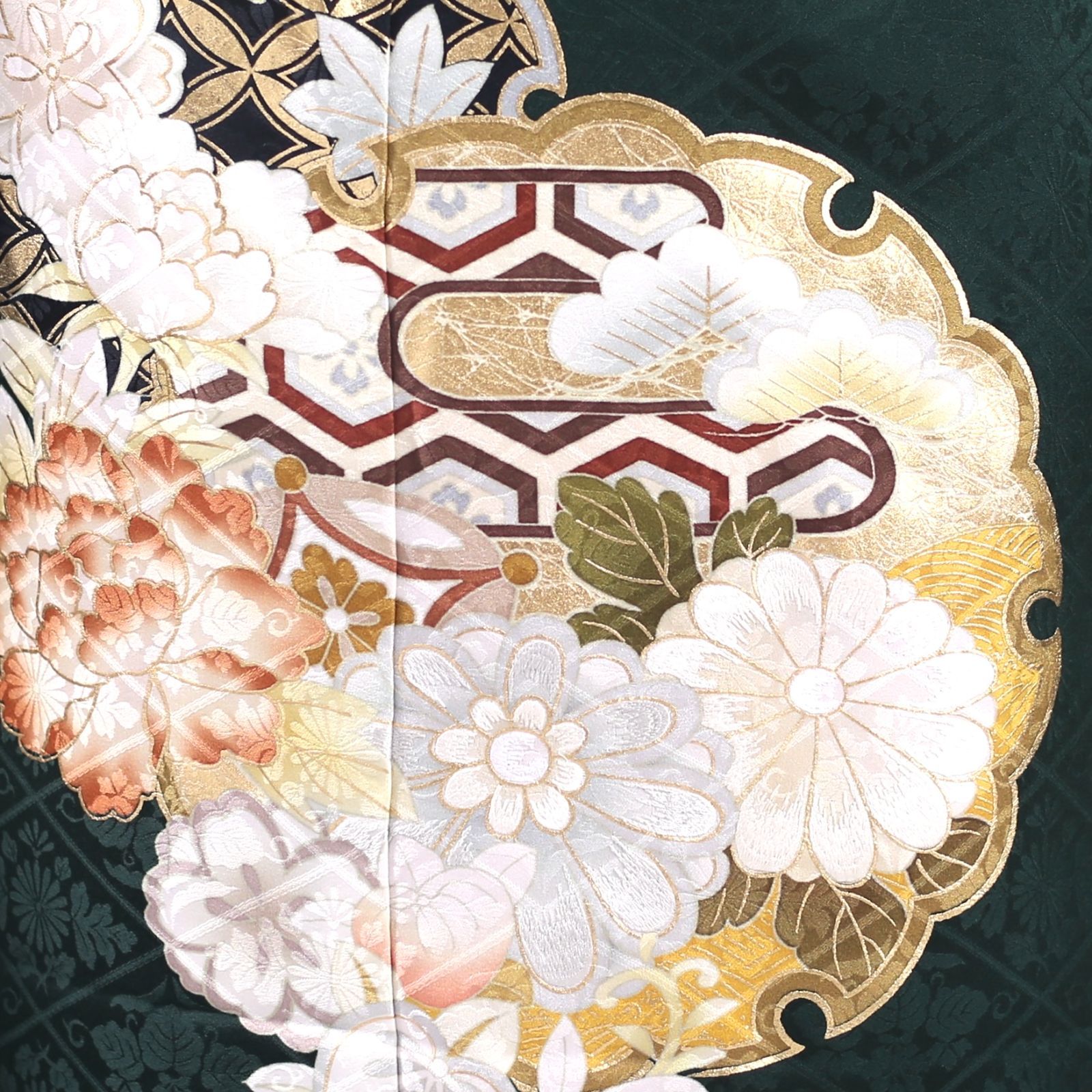 美品 振袖７点フルセット【深緑×モード】 ???L～LL??? F-244 - メルカリ