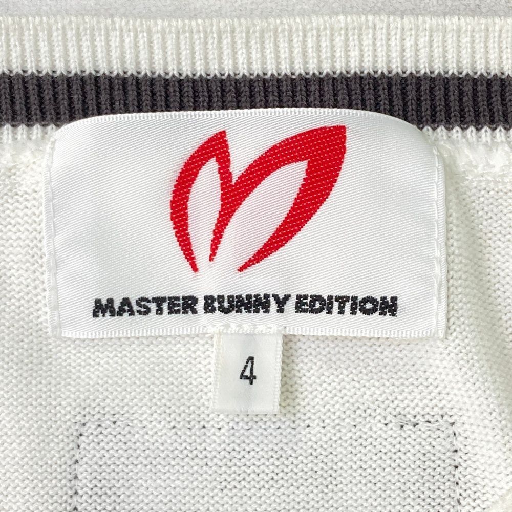 サイズ：4 MASTER BUNNY EDITION マスターバニーエディション  長袖ニットセーター 裾ロゴ  ホワイト系 [240101481114] ゴルフウェア メンズ ストスト サイズ：4 MASTER BUNNY EDITION マスターバニーエディション