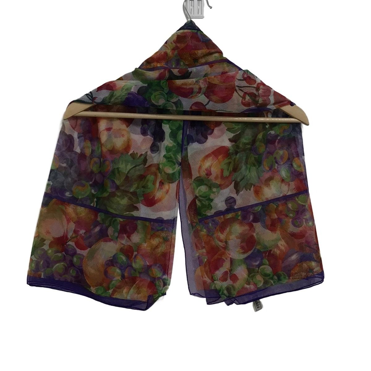KENZO(ケンゾー) ストール(ショール)美品 - 白×パープル×マルチ