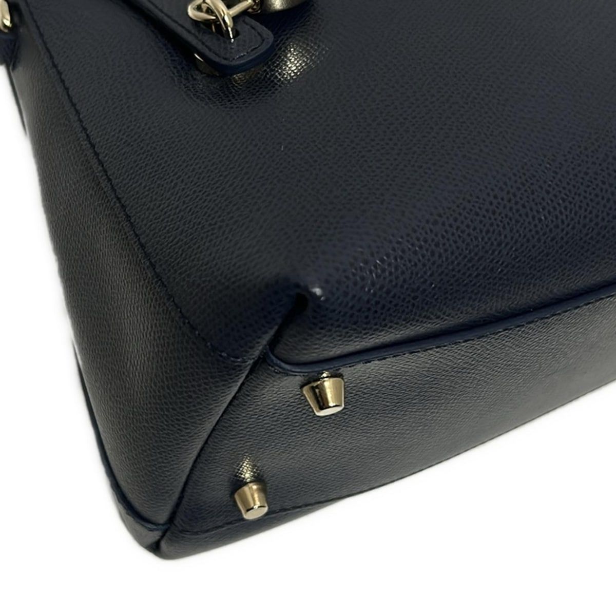 FURLA ネイビー レザー ハンドバッグ FURLA(フルラ) ハンドバッグ美品 パイパー ネイビー レザー