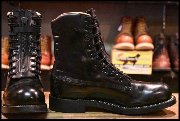 【7.5D 美品】Chippewa チペワ 20242 ファイヤーマンブーツ 黒 ブラック スチールトゥ ロング 編み上げ レースアップ ブーツ HOPESMORE【EG034】