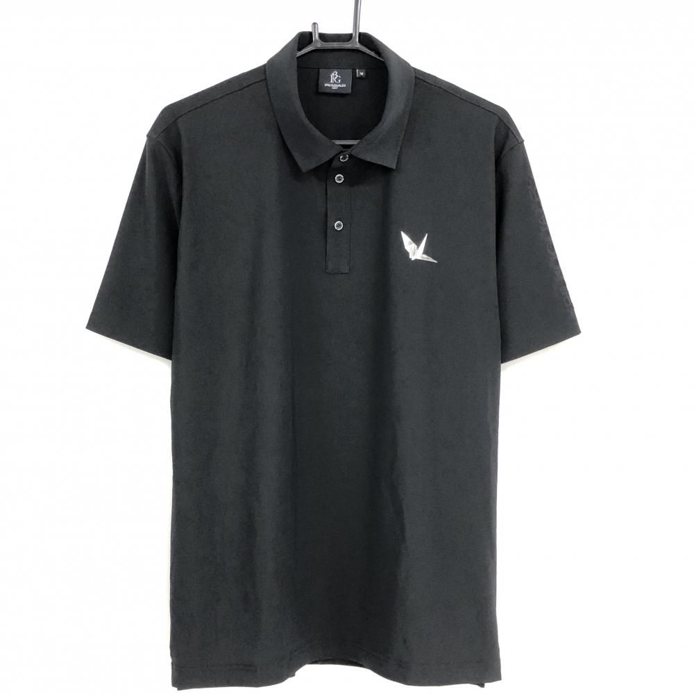 【希少サイズ】ウノピゥウノウグァーレトレ ゴルフ 刺繍ロゴ 半袖ポロシャツ Ⅵ 美品】ウノピゥウノウグァーレトレゴルフ 半袖ポロシャツ 黒 袖
