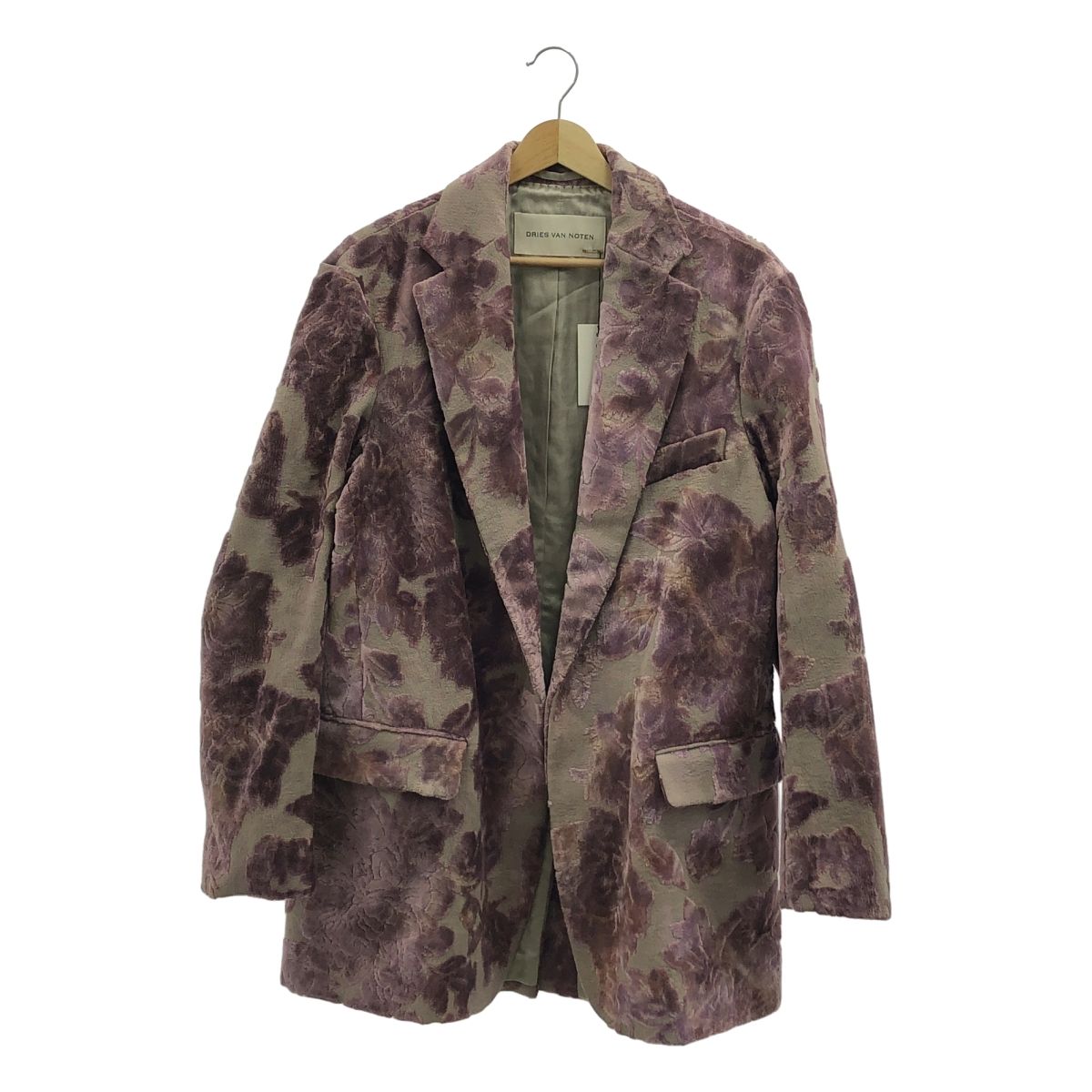 DRIES VAN NOTEN | ドリスヴァンノッテン | 2025AW | BLURS 7129 W.W.JACKET ボタニカル オーバーサイズ ボタンレス ジャケット | XS | パープル|ライトグレー | レディース