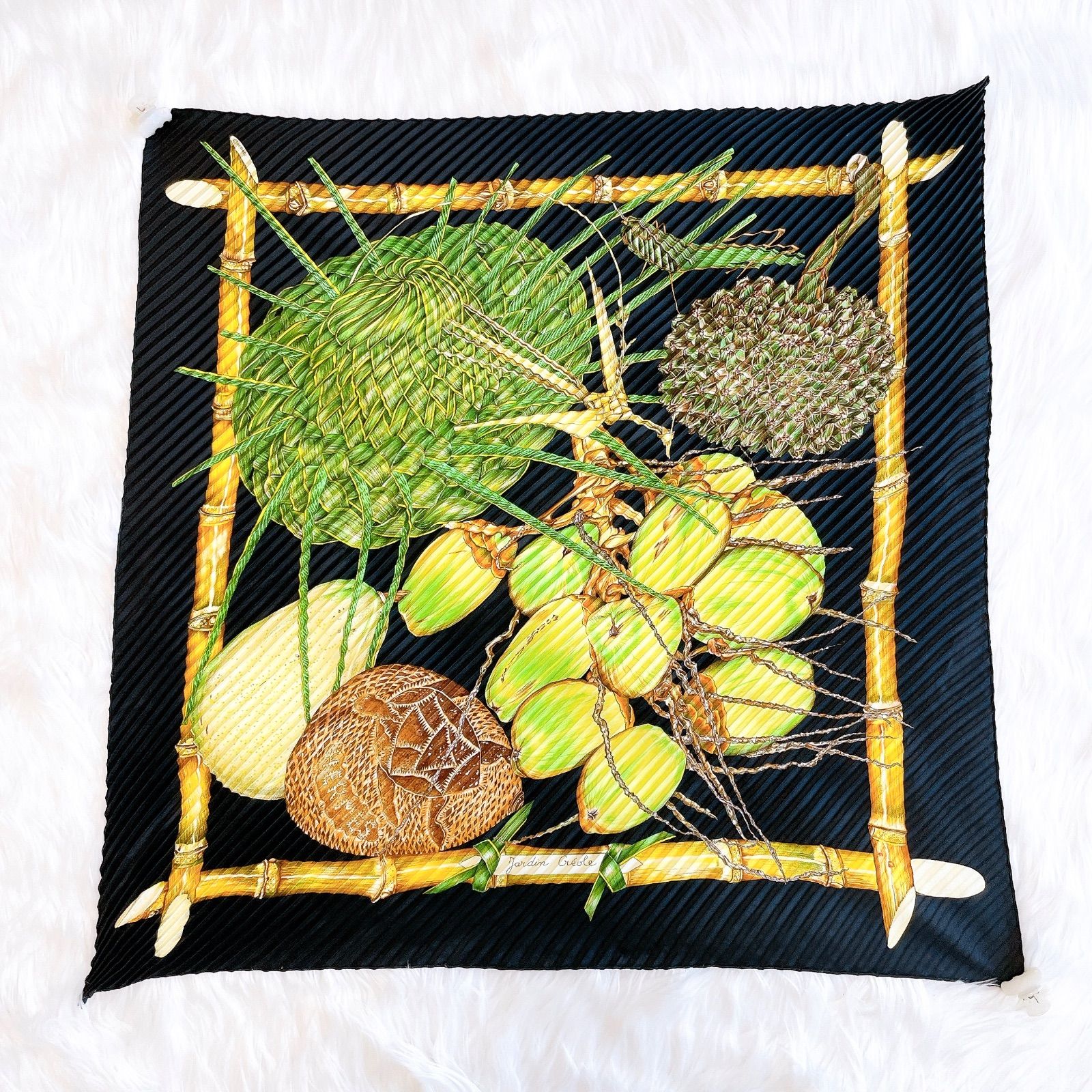 エルメス プリーツスカーフ カレ90 Jardin Creole クレオルの楽園