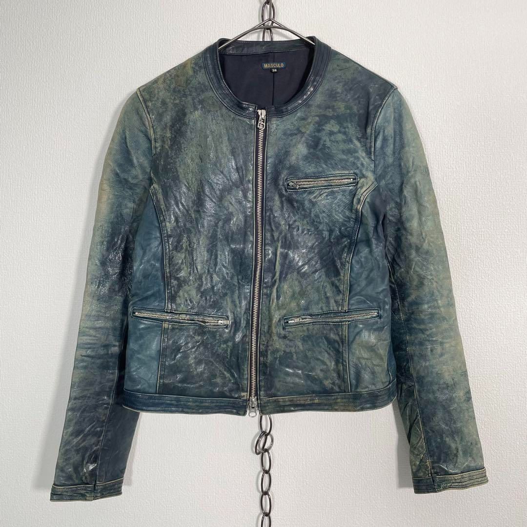 MASCULO ホースレザージャケット ライダース ダメージ加工 サイズ38 マスキュロ 馬革